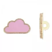 Bouton nuage pailleté 15 mm Light Rose/Gold x1