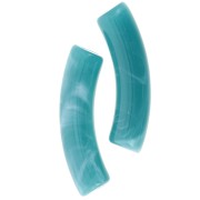 Perles tube incurvé en acrylique opaque 32x8mm - Bleu canard marbré x6