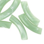 Perles tube incurvé en acrylique opaque 32x8mm - Lichen marbré x6