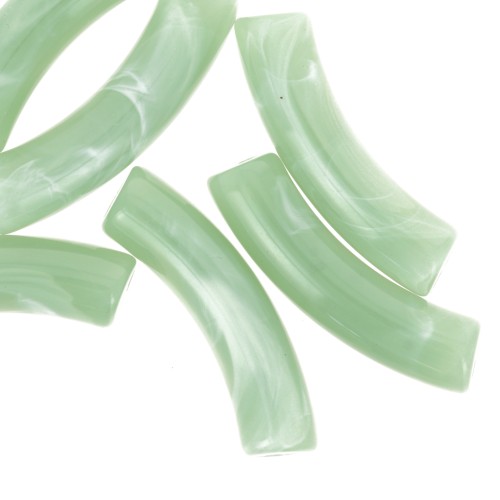 Perles tube incurvé 32x8 mm en acrylique opaque - Lichen marbré x6