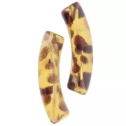 Perles tube incurvé en acrylique transparente 32x8 mm - Tacheté Marron clair x6