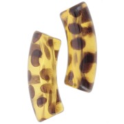 Perles tube incurvé en acrylique transparente 35x11 mm - Tacheté Marron clair x6