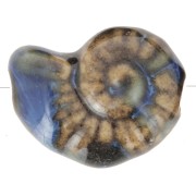 Perle coquillage 20x16 mm en céramique - Marron foncé - Marbré Bleu x1