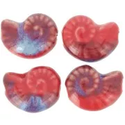 Perle coquillage 20x16 mm en céramique - Rouge - Marbré Bleu x1