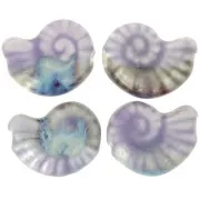 Perle coquillage 20x16 mm en céramique - Violet clair - Marbré Bleu x1