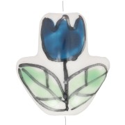 Perle fleur Tulipe en céramique 16x14.5 mm - Blanc - Bleu - Vert x1