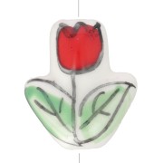 Perle fleur Tulipe en céramique 16x14.5 mm - Blanc - Rouge - Vert x1|raw }}