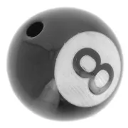 Blanc - Perles rondes 16 mm - boules de billard n°8 - en acrylique - Noir - Blanc x4 Perles rondes 16 mm - boules de billard n°8 - en acrylique - Noir - Blanc x4