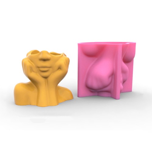 Moule silicone pour réaliser un objet déco forme visage - Rose x1