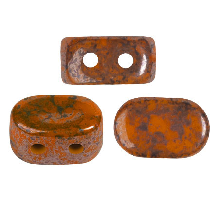 Perles en verre Lipsi® par Puca® 4x6 mm - Bright carrot marble x10g