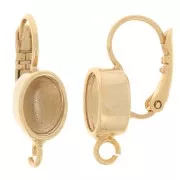 Dormeuses avec anneau porte-cabochon 4120 8x6 mm doré à l'or fin x2