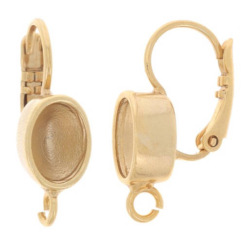 Dormeuses avec anneau porte-cabochon 4120 8x6 mm doré à l'or fin x2
