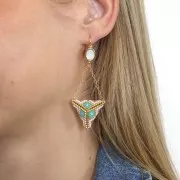 Dormeuses avec anneau porte-cabochon 4120 8x6 mm doré à l'or fin x2