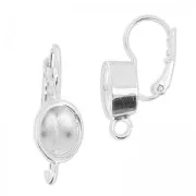 Dormeuses avec anneau porte-cabochon 4120 8x6 mm rhodié x2