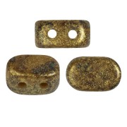 Perles en verre Lipsi® par Puca® 4x6 mm - Green Avocado gold spotted x10g