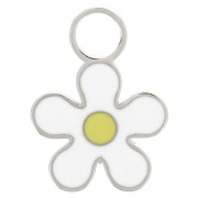 Breloque marguerite 8 mm - Resine époxy - Acier inoxydable 316L - Blanc x1|raw }}