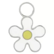 Breloque marguerite 8 mm - Resine époxy - Acier inoxydable 316L - Blanc x1