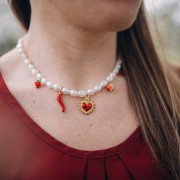 Breloque coeur 9x7.5 mm résine époxy - Acier inoxydable 304L - Rouge x1