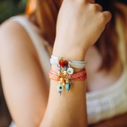 Breloque coeur 9x7.5 mm résine époxy - Acier inoxydable 304L - Rouge x1