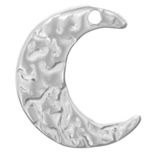Breloque demi-lune martelée 15x12.5 mm - Acier inoxydable 316L x1