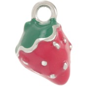 Breloque fraise 11x8 mm Resine époxy - Acier inoxydable 304L - Rouge x1|raw }}