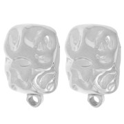Clous d'oreilles carré martelé 14x12 mm anneau fermé - Acier inoxydable 304L x2|raw }}