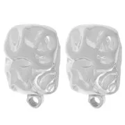 Clous d'oreilles carré martelé 14x12 mm anneau fermé - Acier inoxydable 304L x2