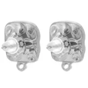 Clous d'oreilles carré martelé 14x12 mm anneau fermé - Acier inoxydable 304L x2