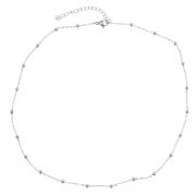 Tour de cou maille Forçat limée et petites boules 3mm - Acier inoxydable 304L x46cm