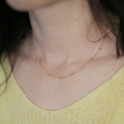 Tour de cou maille Forçat limée et petites boules 3mm - Acier inoxydable 304L x46cm