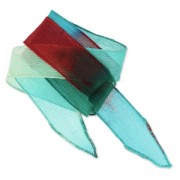 Ruban en soie 25 mm Tie and Dye Meadow Bordeaux/Green Turq/Mint x85cm|raw }}