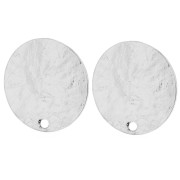 Clous d'oreilles ronds 15.5 mm effet martelé - Placage Argent fin x2