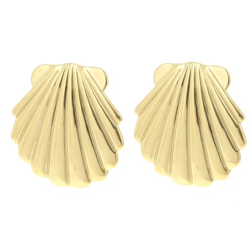 Clous d'oreilles coquillage 24 mm - Acier inoxydable 304L Doré x2