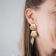 Clous d'oreilles coquillage 24 mm - Acier inoxydable 304L Doré x2