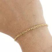 Chaîne maille Forçat limée 2.6 mm - Acier inoxydable 316L Doré x50cm