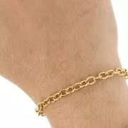 Chaîne maille Forçat 5 mm - Acier inoxydable 316L Doré x50cm