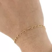 Chaîne maille Cheval limée 3.3 mm - Acier inoxydable 316L Doré x50cm