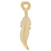 Pendentif plume 23x5 mm - Doré à l'or fin x1