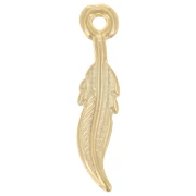 Pendentif plume 23x5 mm - Doré à l'or fin x1