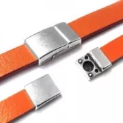 Fermoir aimanté 20x12 mm pour lacet 10 mm Placage Argent fin vieilli x1