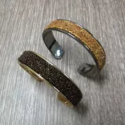 Bracelet en laiton avec rebord courbé 15 mm doré à l'or fin x1