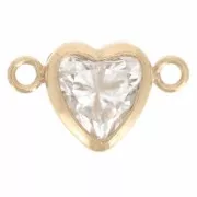 Intercalaire coeur horizontal 9x5.5 mm avec CZ - Gold filled (or laminé) - Crystal