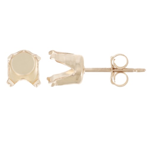 Clous d'oreilles 4 griffes pour cabochon 6 mm - Gold Filled (or laminé) x2
