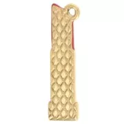 Breloque rouge à lèvres 20x5 mm résine époxy - Acier inoxydable 304L Doré Rouge x1
