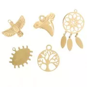 Mix de breloques époxy Talismans Exclu Perles&Co - Acier inoxydable 304L Doré x5