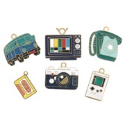 Mix de breloques époxy Objets rétro Exclu Perles&Co Acier inoxydable 304L Doré x6