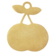 Breloque cerise 18x15 mm résine époxy - Acier inox 304L Doré - Rose pailleté x1