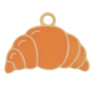Breloque croissant 13x18 mm résine époxy - Acier inoxydable 304L Doré - Orange x1|raw }}