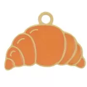 Breloque croissant 13x18 mm résine époxy - Acier inoxydable 304L Doré - Orange x1