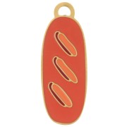 Breloque baguette de pain 20x7 mm résine époxy - Acier inox 304L Doré - Orange x1|raw }}